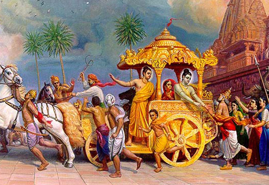 Scene of Lord Rama leaving for 14 years exile